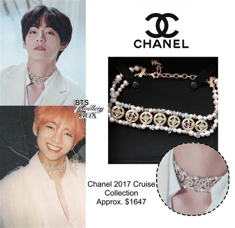 taehyung chanel necklace|bts v Chanel earrings.